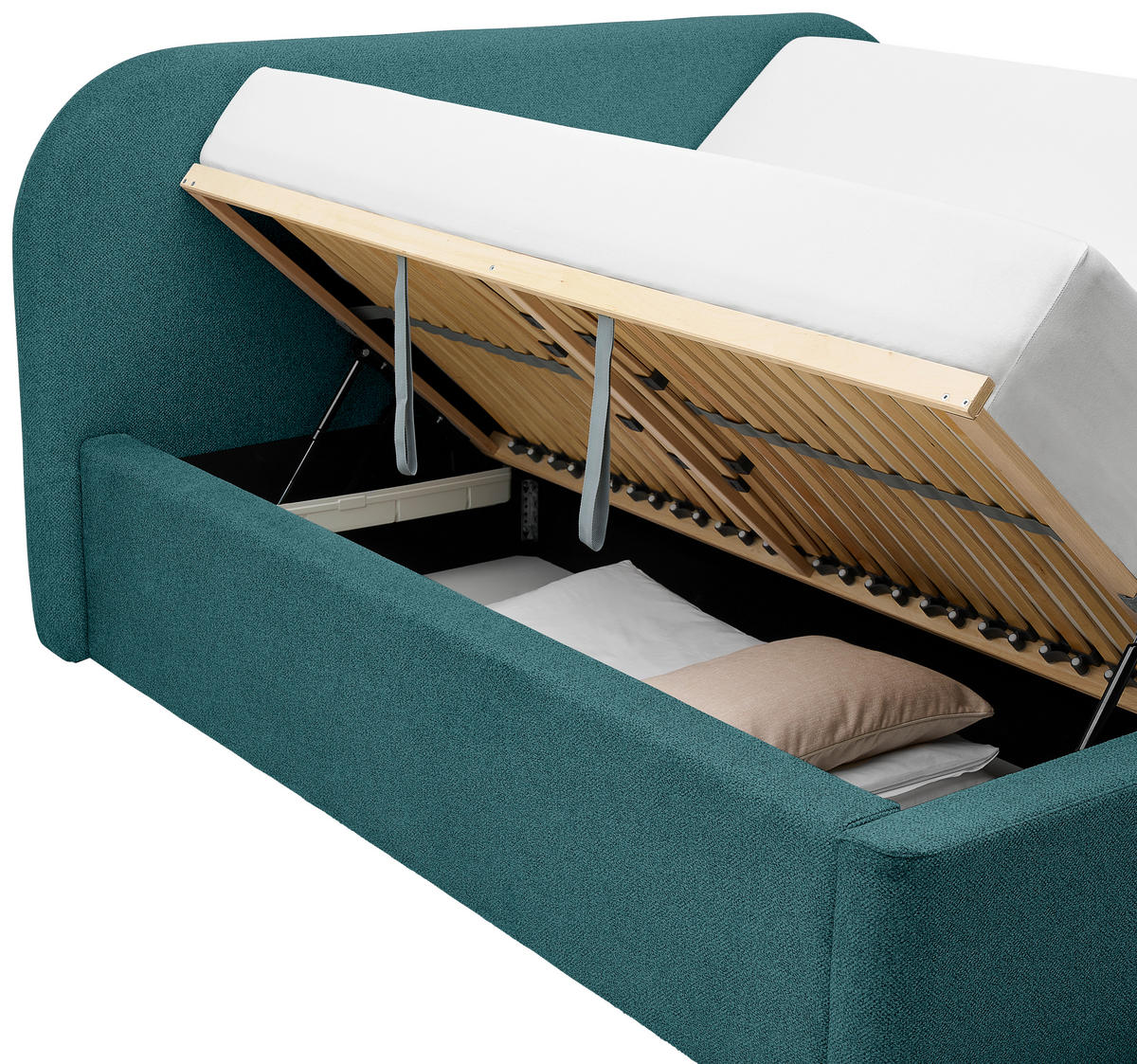 POLSTERBETT 160/200 cm  in Petrol  - Petrol/Schwarz, Design, Holz/Textil (160/200cm) - Boxxx