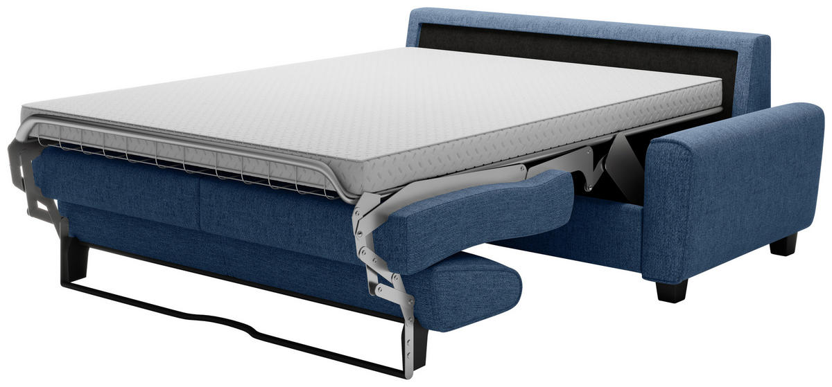 SCHLAFSOFA Webstoff Dunkelblau  - Schwarz/Dunkelblau, Design, Kunststoff/Textil (203/69-82/99cm) - Welnova