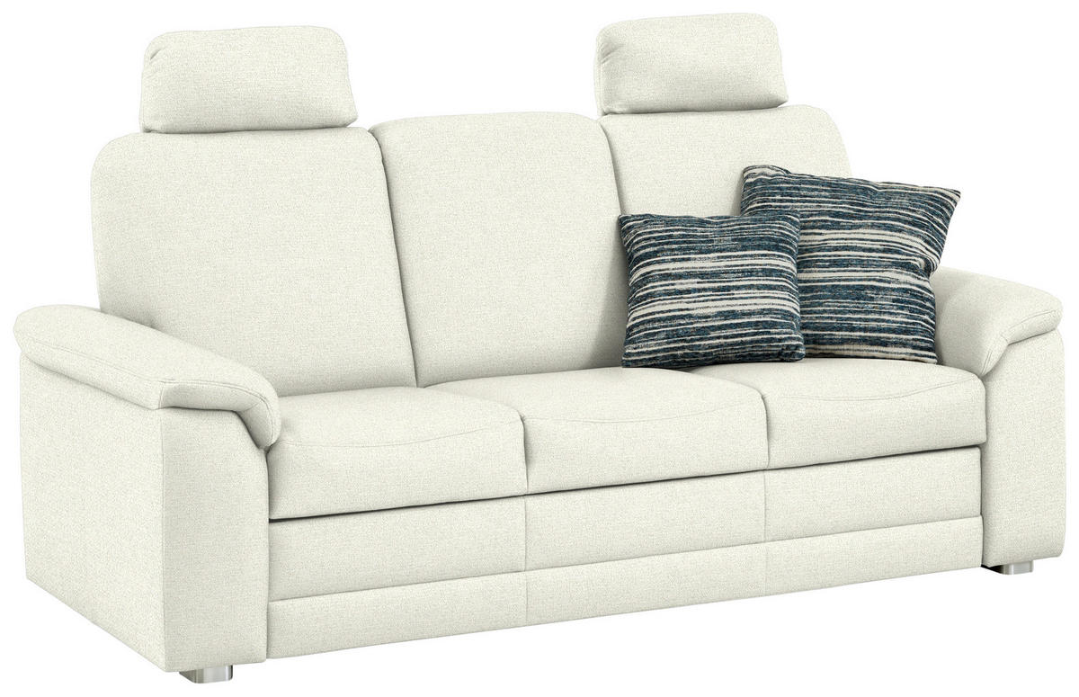 3-SITZER-SOFA Chenille Creme  - Creme/Alufarben, Konventionell, Textil/Metall (208/96/89cm) - Beldomo Comfort