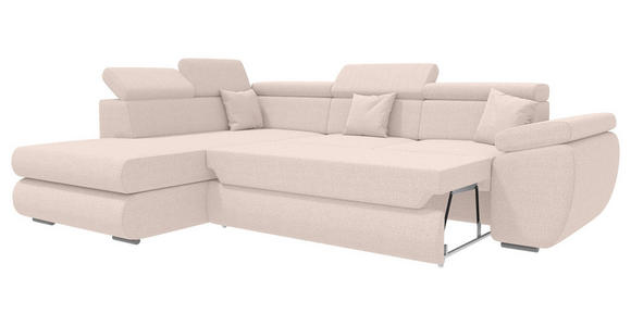 ECKSOFA  in Struktur Creme  - Chromfarben/Creme, KONVENTIONELL, Kunststoff/Textil (205/282cm) - Carryhome