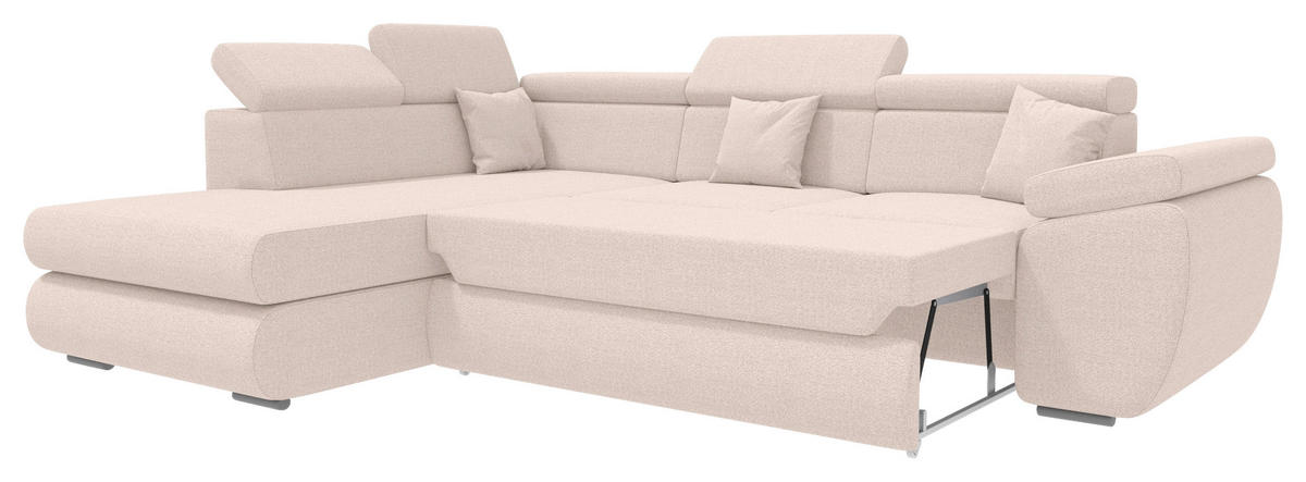 ECKSOFA Creme Struktur  - Chromfarben/Creme, KONVENTIONELL, Kunststoff/Textil (205/282cm) - Carryhome