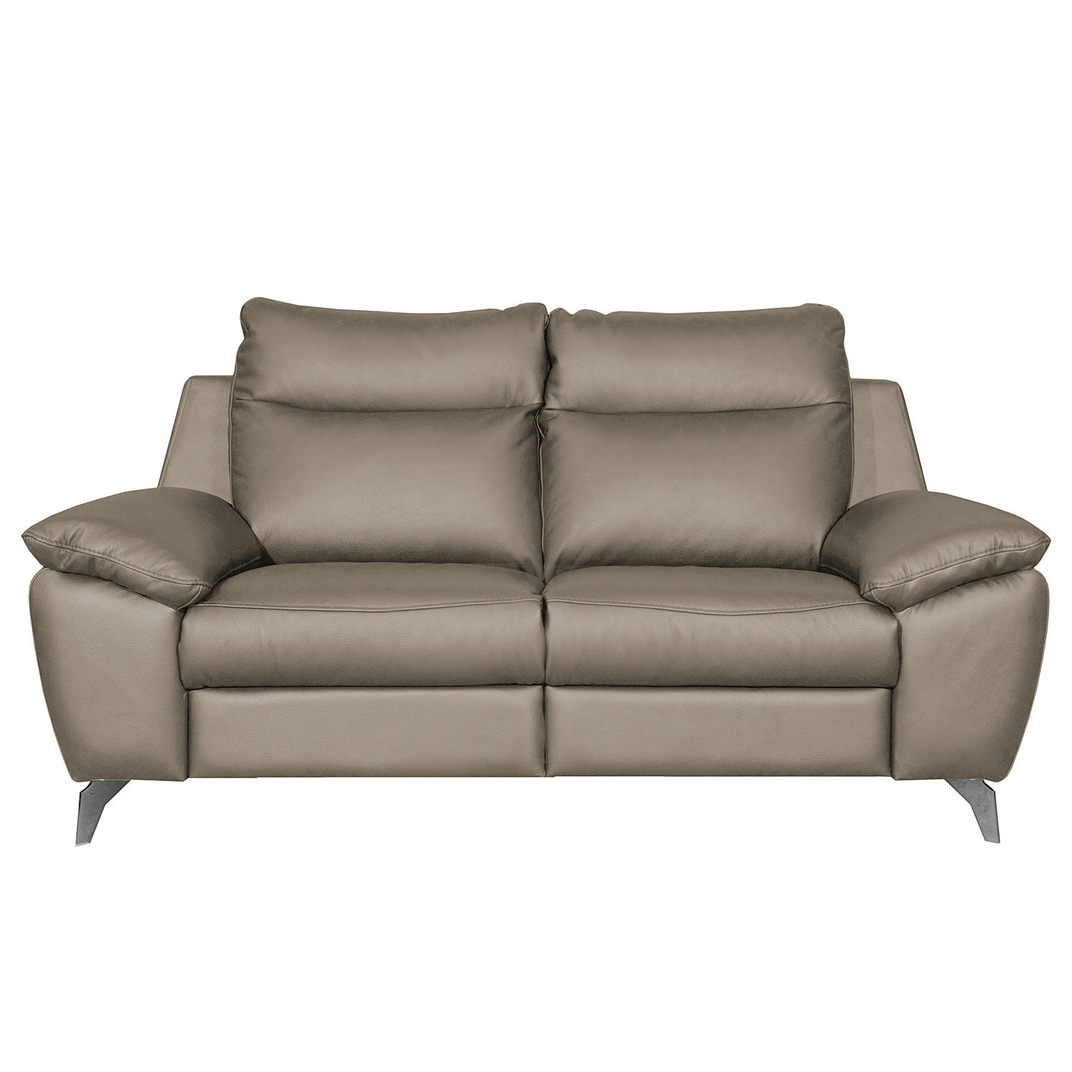 2-SITZER-SOFA 178/95/96 cm PERLE in Echtleder Taupe   - Taupe/Chromfarben, Design, Leder/Metall (178/95/96cm) - Livetastic
