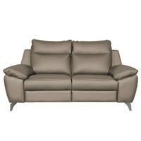 2-SITZER-SOFA 178/95/96 cm PERLE in Echtleder Taupe   - Taupe/Chromfarben, Design, Leder/Metall (178/95/96cm) - Livetastic