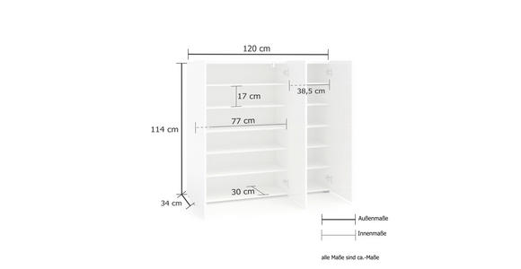 SCHUHSCHRANK in 120/115/34 cm - Anthrazit/Schwarz, Design, Holzwerkstoff/Kunststoff (120/115/34cm) - Xora
