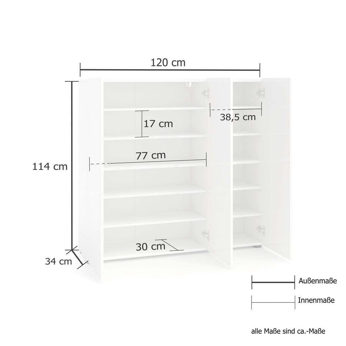 SCHUHSCHRANK Anthrazit  - Anthrazit/Schwarz, Design, Holzwerkstoff/Kunststoff (120/115/34cm) - Xora