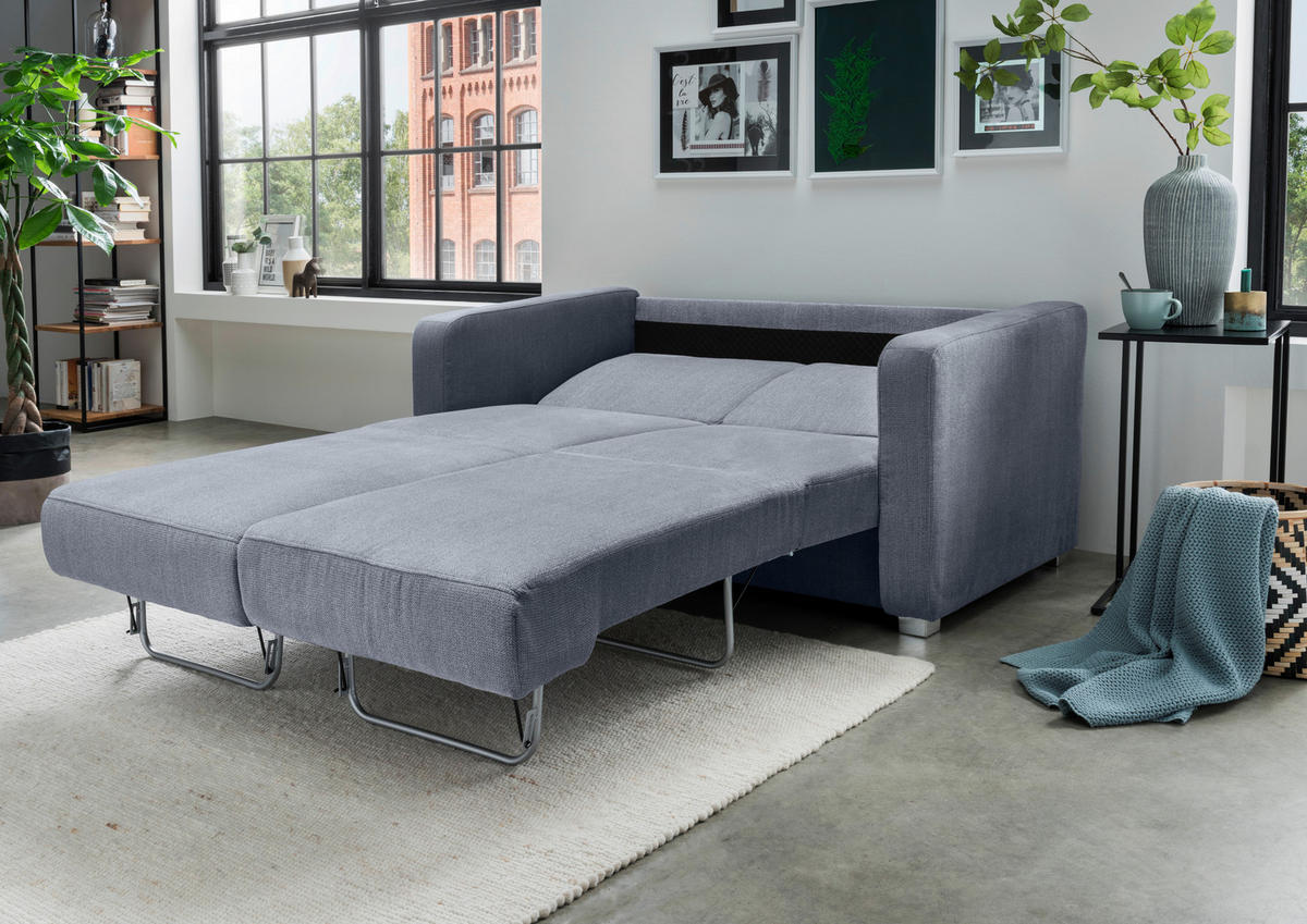 SCHLAFSOFA in Chenille Hellblau  - Chromfarben/Hellblau, Basics, Kunststoff/Textil (159/88/87cm) - Livetastic