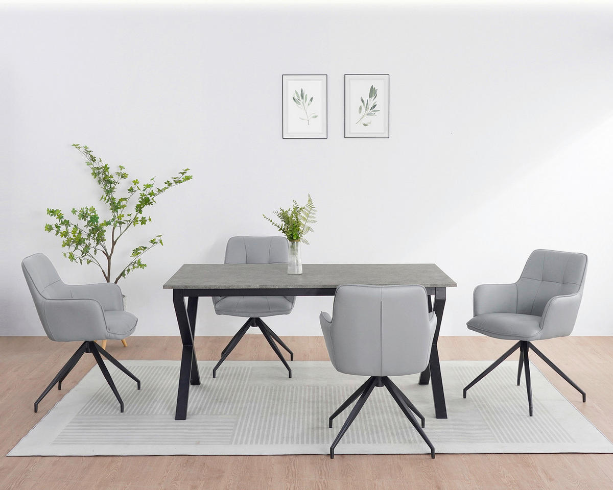 ESSTISCH 160/90/76 cm Nachbildung  Metall, Holzwerkstoff gastro- und objekttauglich rechteckig Grau  - Schwarz/Grau, MODERN, Holzwerkstoff/Metall (160/90/76cm) - MID.YOU