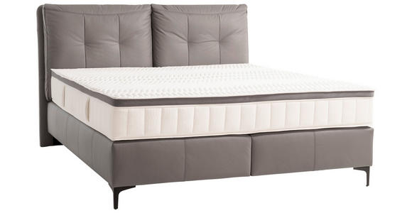 BOXSPRINGBETT 200/200 cm in Anthrazit - Anthrazit/Schwarz, Design, Leder/Holz (200/200cm) - Novel