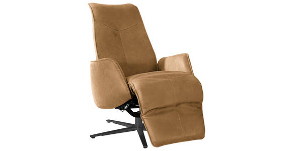 RELAXSESSEL in Leder Honig, Currygelb - Currygelb/Anthrazit, Design, Leder/Metall (71/114/84cm) - Johann Jakob