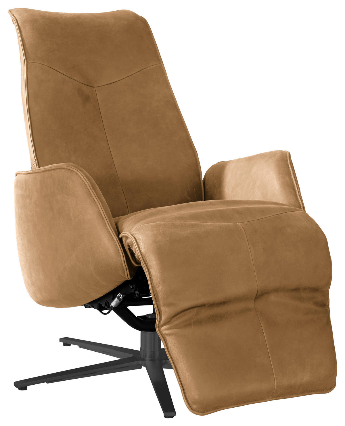 RELAXSESSEL in Leder Honig, Currygelb  - Currygelb/Anthrazit, Design, Leder/Metall (71/114/84cm) - Johann Jakob