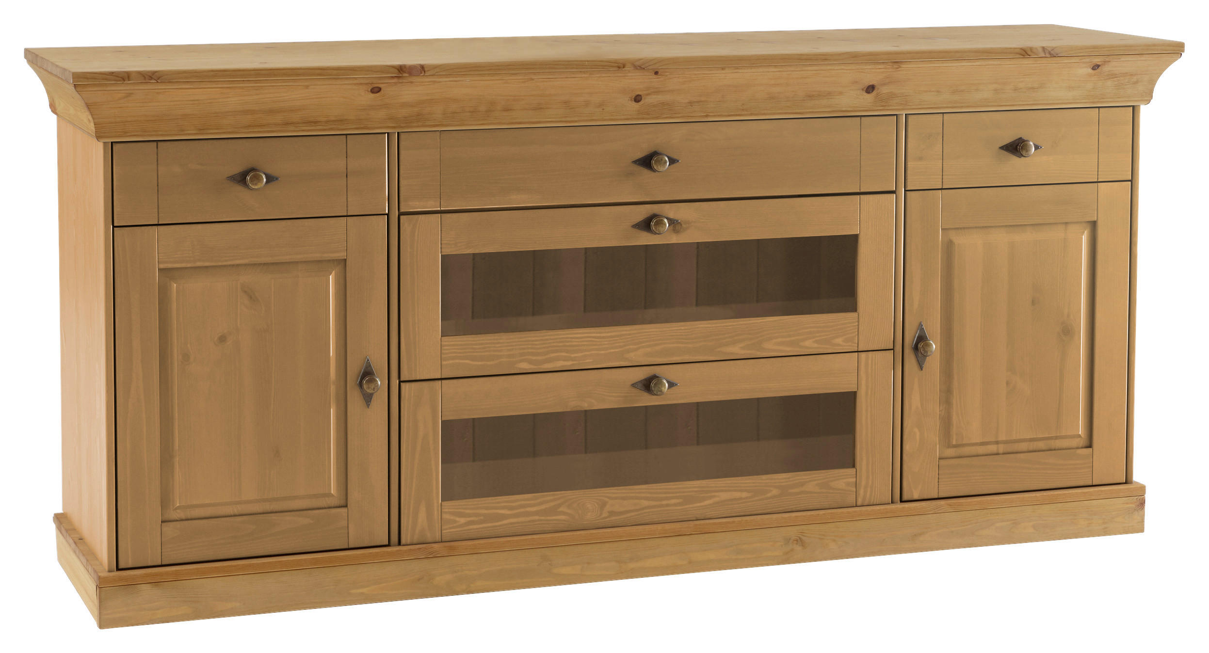 SIDEBOARD  185/85/45 cm 5 Schublade(n)  - Laugenfarbig/Kupferfarben, ROMANTIK / LANDHAUS, Glas/Holz (185/85/45cm) - Boxxx