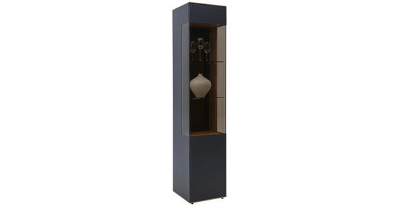 VITRINE in vollmassiv Kerneiche Anthrazit, Eichefarben - Eichefarben/Anthrazit, Natur, Glas/Holz (43/205/44cm) - Valnatura