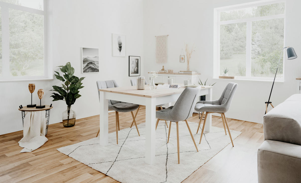 ESSTISCH in Holzwerkstoff 160/90/75 cm  - Weiss/Eichefarben, Konventionell, Holzwerkstoff (160/90/75cm) - MID.YOU