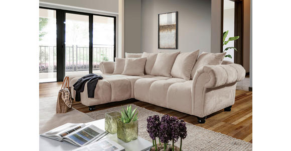 ECKSOFA Beige Plüsch Zierkissen, Rückenkissen, Rücken echt  - Dunkelbraun/Beige, KONVENTIONELL, Holz/Textil (190/288cm) - Carryhome