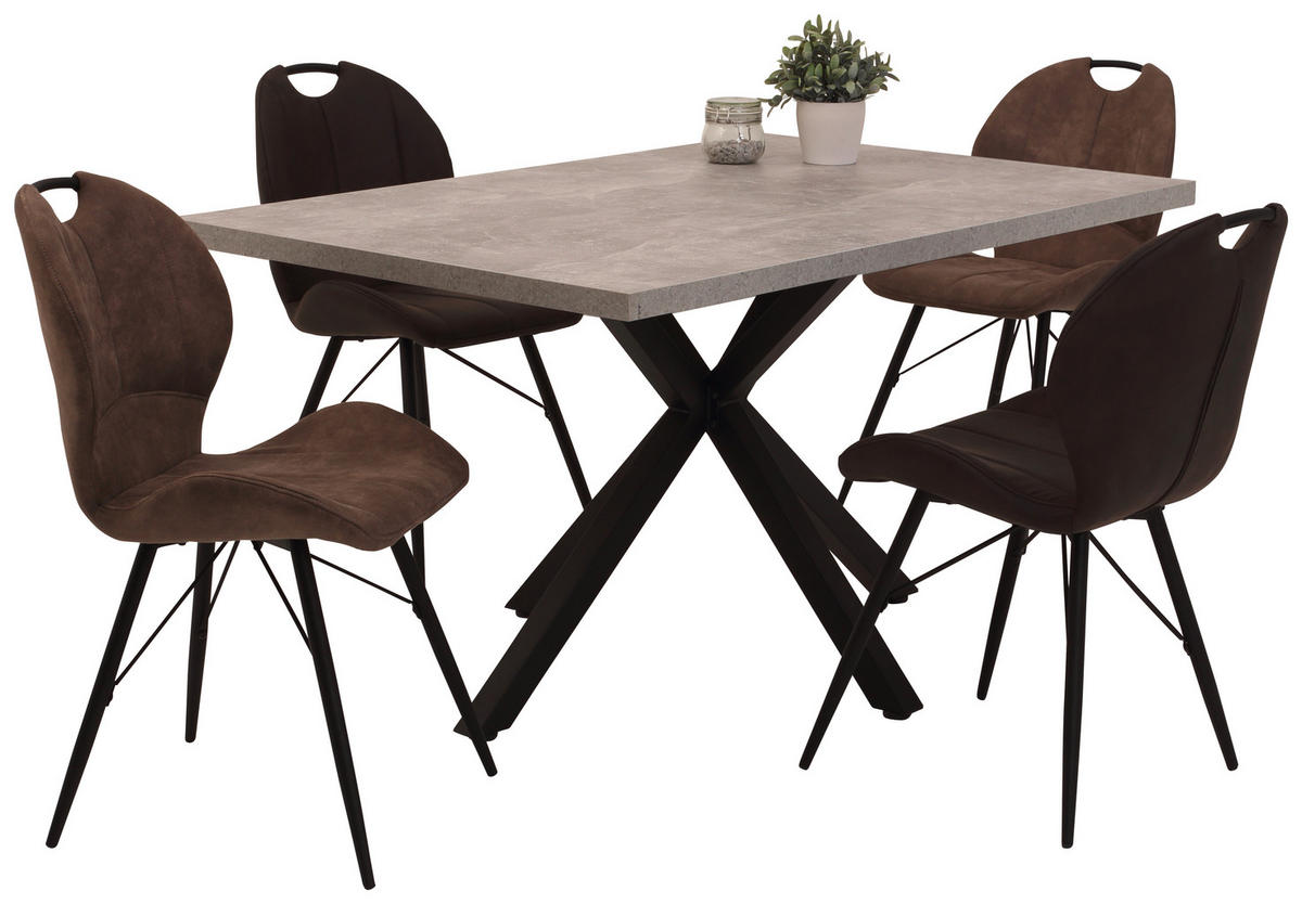 ESSTISCH rechteckig Grau, Schwarz  - Schwarz/Grau, MODERN, Holzwerkstoff/Metall (140/90/76cm) - MID.YOU