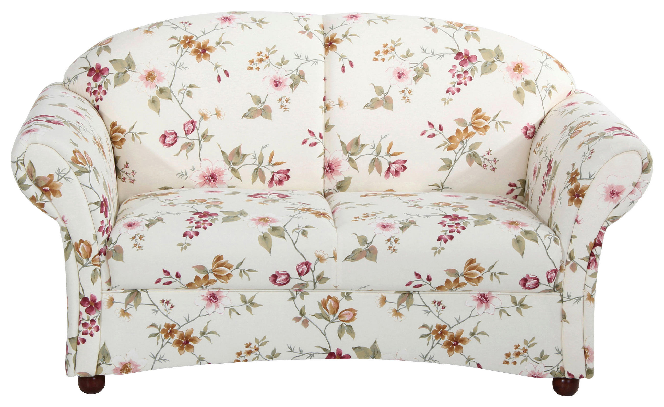 2-SITZER-SOFA Flachgewebe Rot, Weiß  - Rot/Nussbaumfarben, Design, Holz/Textil (151/85/81cm) - Max Winzer