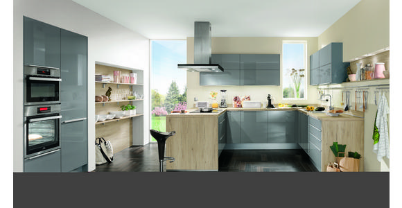 Einbauküche Fargo individuell planbar - Platinfarben/Silberfarben, MODERN, Holzwerkstoff - Vertico
