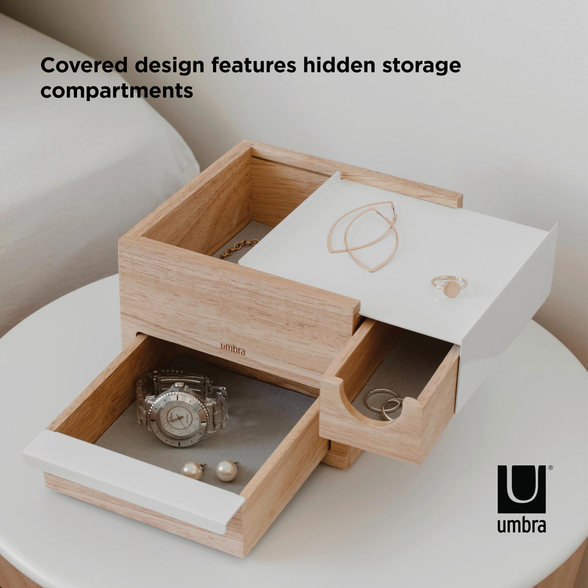 SCHMUCKBOX - Naturfarben, Design, Holz/Metall (17/11,2/15,2cm) - Umbra