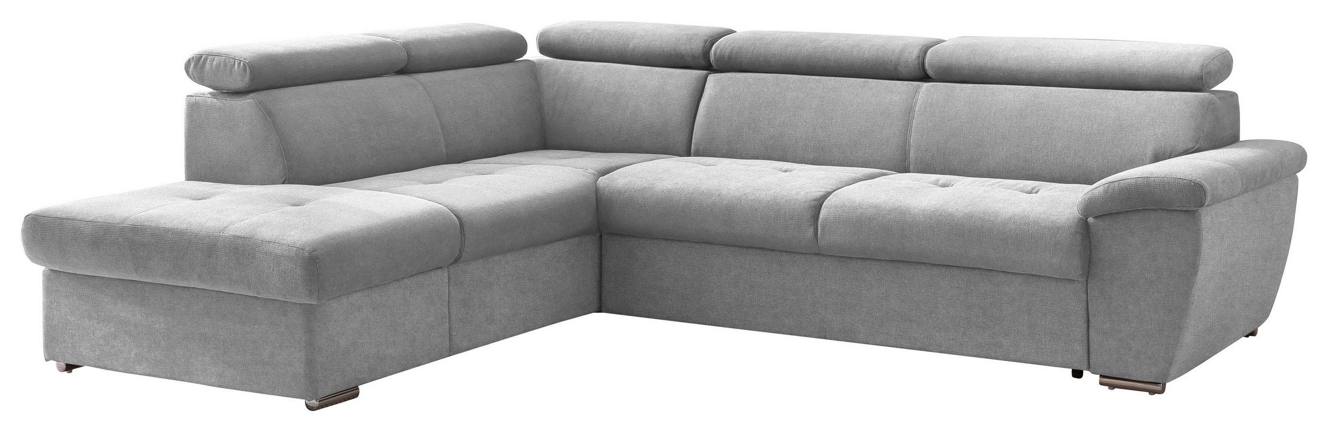 ECKSOFA in Chenille Grau  - Chromfarben/Schwarz, Design, Textil/Metall (216/262cm) - Livetastic