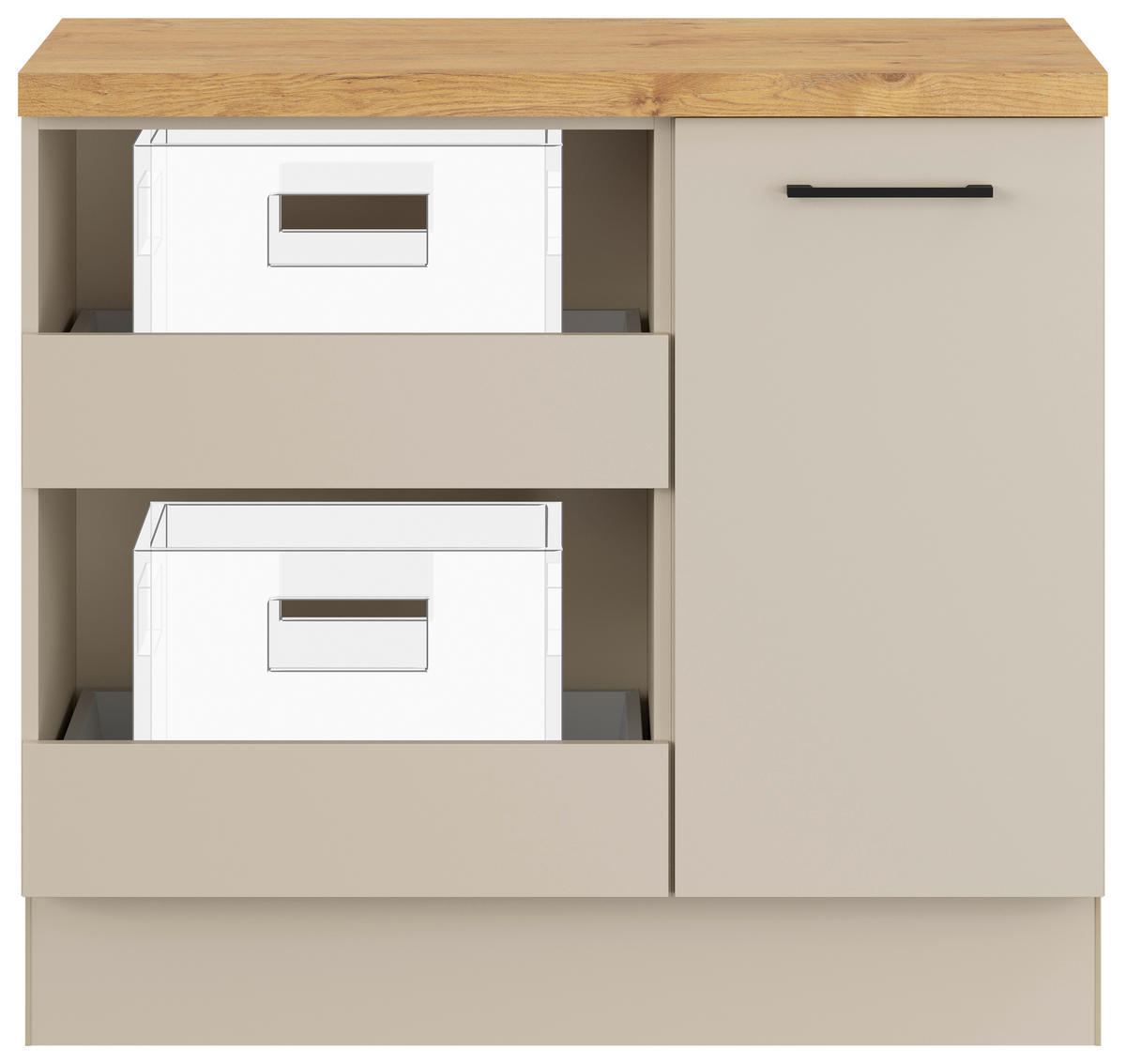 UNTERSCHRANK  - Hellgrau/Schwarz, Basics, Holzwerkstoff/Metall (100/91,8/58cm) - Impuls