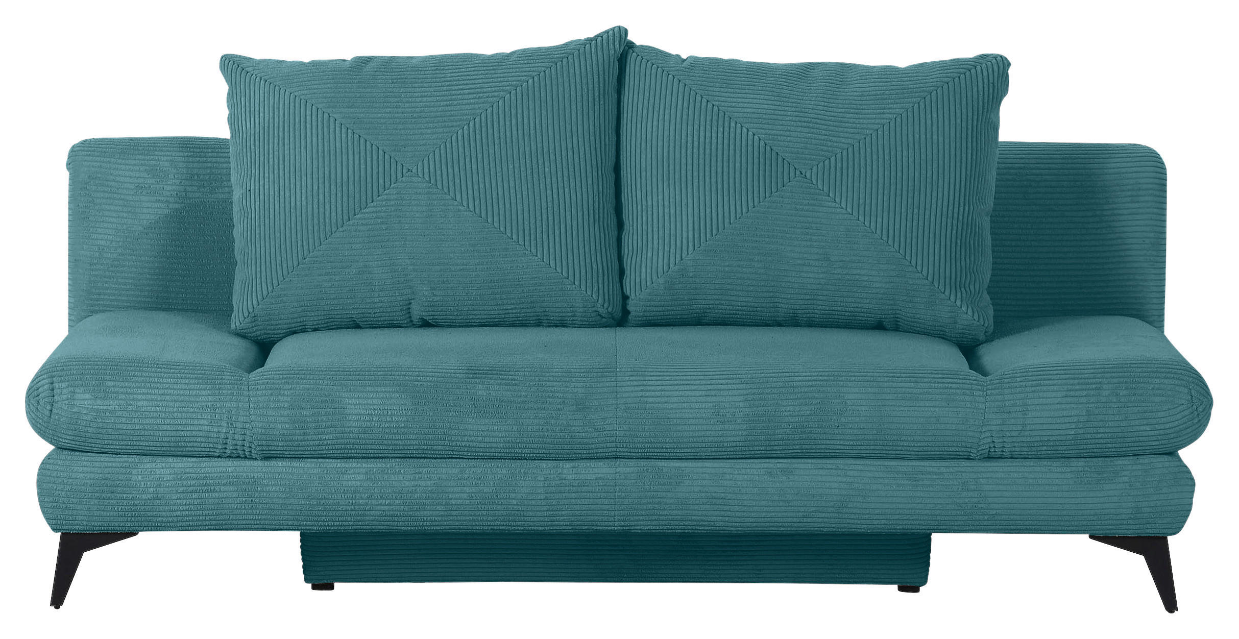 SCHLAFSOFA Cord Petrol  - Petrol/Schwarz, KONVENTIONELL, Textil/Metall (200/78/95cm) - home24