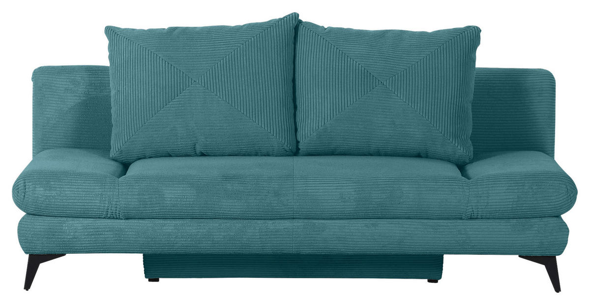 SCHLAFSOFA Cord Petrol  - Petrol/Schwarz, KONVENTIONELL, Textil/Metall (200/78/95cm) - home24