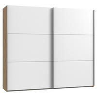 SCHWEBETÜRENSCHRANK 150/216/65 cm 2-türig Weiß, Plankeneiche  - Chromfarben/Plankeneiche, MODERN, Holzwerkstoff/Metall (150/216/65cm) - MID.YOU