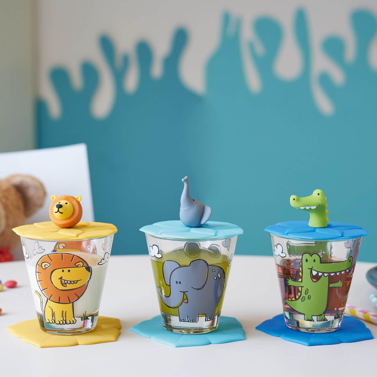 KINDER-GLÄSERSET Bambini  9-teilig  - Türkis/Blau, KONVENTIONELL, Glas/Kunststoff (32/10/11cm) - Leonardo