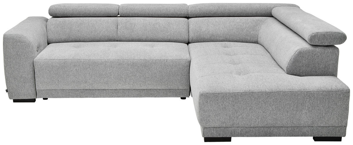 ECKSOFA in Struktur Hellgrau  - Hellgrau/Schwarz, Design, Kunststoff/Textil (284/205cm) - MID.YOU