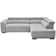 ECKSOFA Ottomane rechts, Eckteil  Hellgrau Struktur  - Hellgrau/Schwarz, Design, Kunststoff/Textil (284/205cm) - Xora