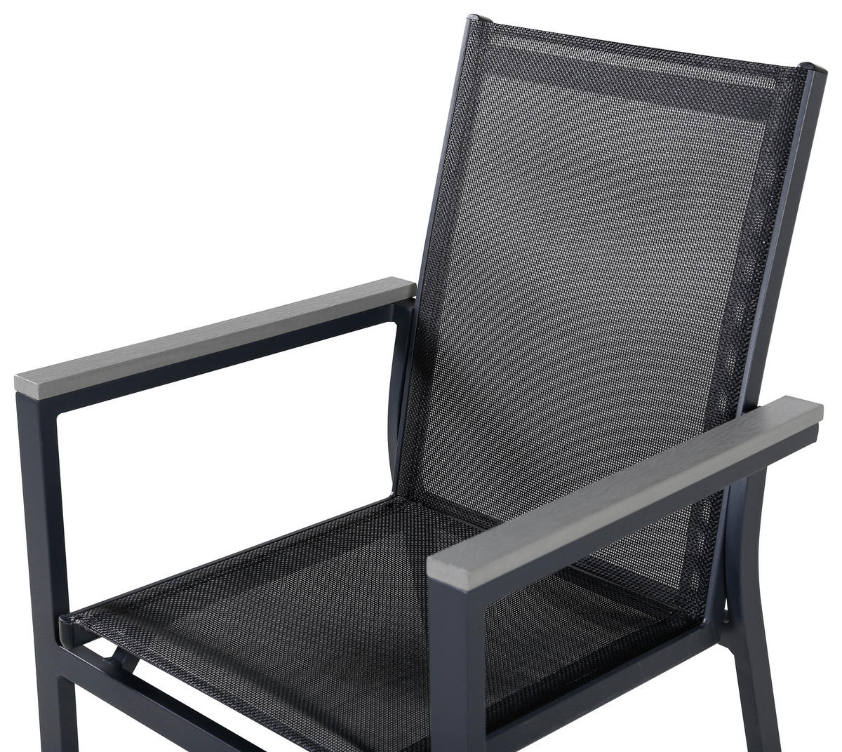 GARTENSTUHL-SET Metall, Textil Schwarz  - Schwarz, KONVENTIONELL, Textil/Metall (57/90/59cm) - Gardenson