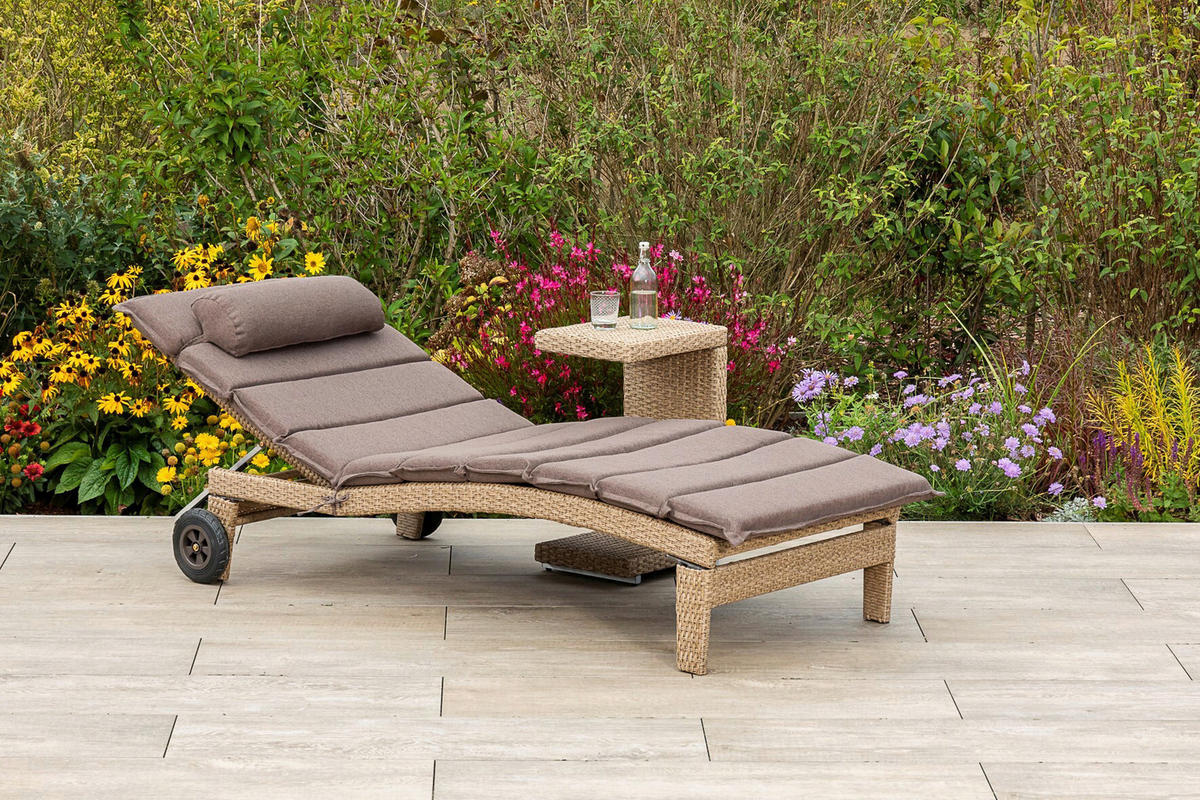 GARTENLIEGE 90/100/208 cm  - Beige/Naturfarben, MODERN, Textil/Metall (90/100/208cm) - Gardenson