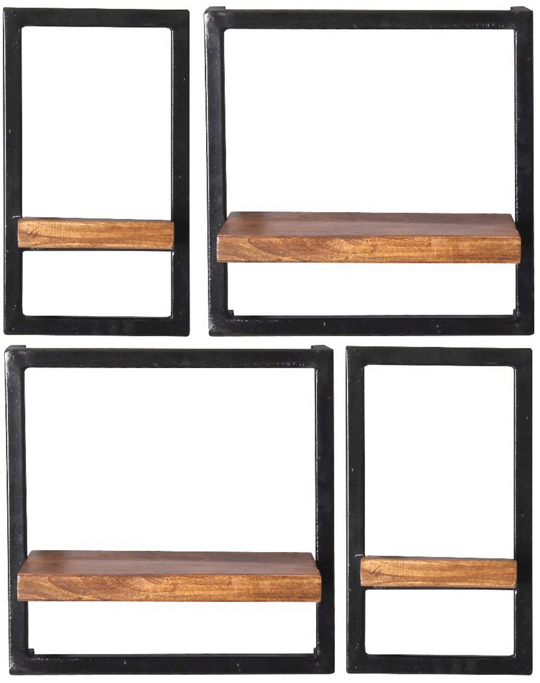 WANDREGALSET 60/75/25 cm  - Schwarz/Naturfarben, Design, Holz/Metall (60/75/25cm) - MID.YOU