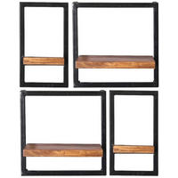 WANDREGALSET 60/75/25 cm  - Schwarz/Naturfarben, Design, Holz/Metall (60/75/25cm) - MID.YOU
