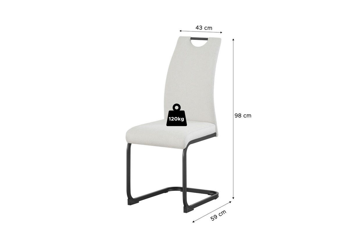 SCHWINGSTUHL-SET 2 Stück  in Webstoff  - Creme/Schwarz, MODERN, Textil/Metall (43/98/59cm) - MID.YOU