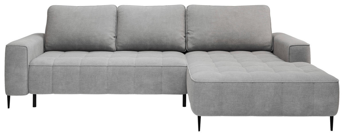 ECKSCHLAFSOFA Florence in Velours Grau  - Schwarz/Grau, Basics, Textil/Metall (280/166cm) - Livetastic