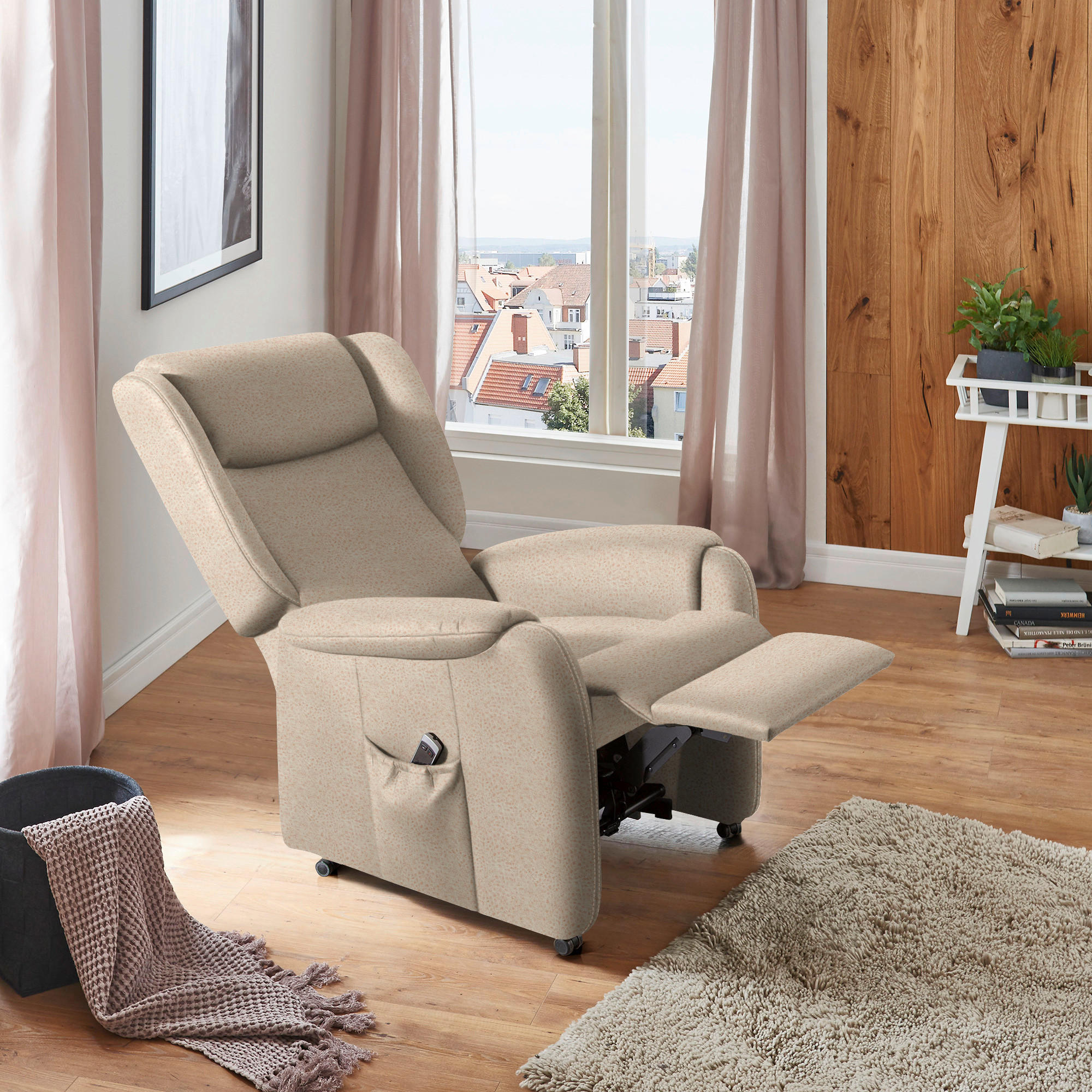 OHRENSESSEL in Mikrofaser Creme  - Creme/Schwarz, Konventionell, Textil (85/117/84cm) - Cantus