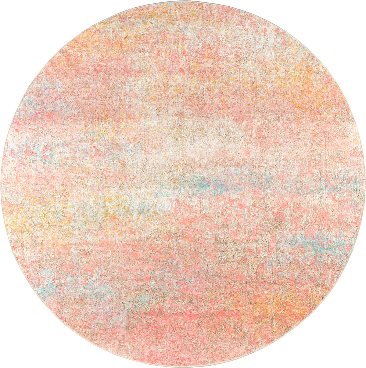VINTAGE-TEPPICH 200 cm Ondea Fiorith Rosa, Türkis, Dunkelgelb rund  - Türkis/Dunkelgelb, Design, Kunststoff/Textil (200cm) - Lindorug