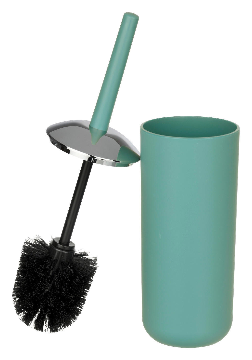 WC-BÜRSTENGARNITUR - Silberfarben/Grün, Basics, Kunststoff (10/37cm) - Wenko