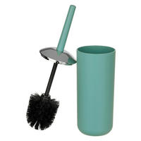WC-BÜRSTENGARNITUR - Silberfarben/Grün, Basics, Kunststoff (10/37cm) - Wenko