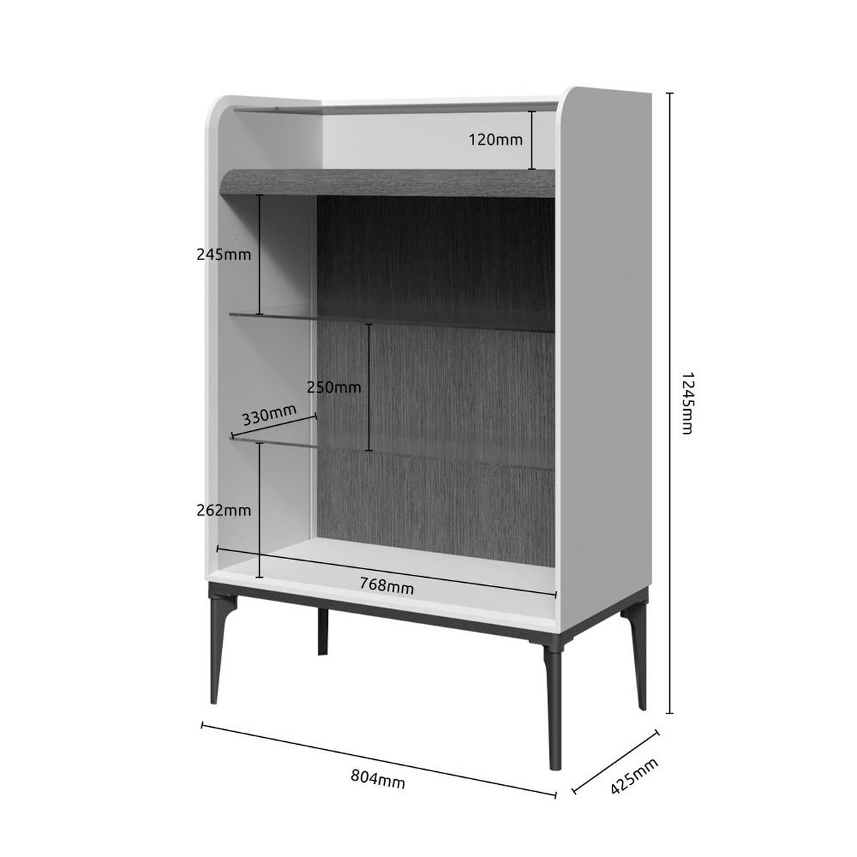 VITRINA antracit   - antracit, Dizajnerski, staklo/metal (81/124/43cm)