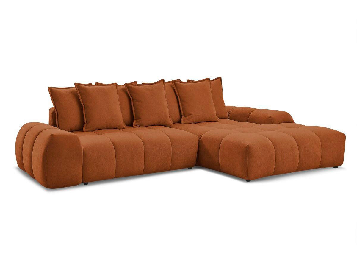 ECKSCHLAFSOFA EVEREST  mit Rücken echt, Armteil links, Armteil rechts Struktur Orange  - Schwarz/Orange, MODERN, Kunststoff/Textil (318/180cm) - Livetastic