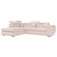 ECKSOFA  in Struktur Creme  - Chromfarben/Creme, KONVENTIONELL, Kunststoff/Textil (205/282cm) - Carryhome