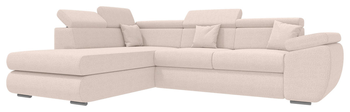ECKSOFA Creme Struktur  - Chromfarben/Creme, KONVENTIONELL, Kunststoff/Textil (205/282cm) - Carryhome