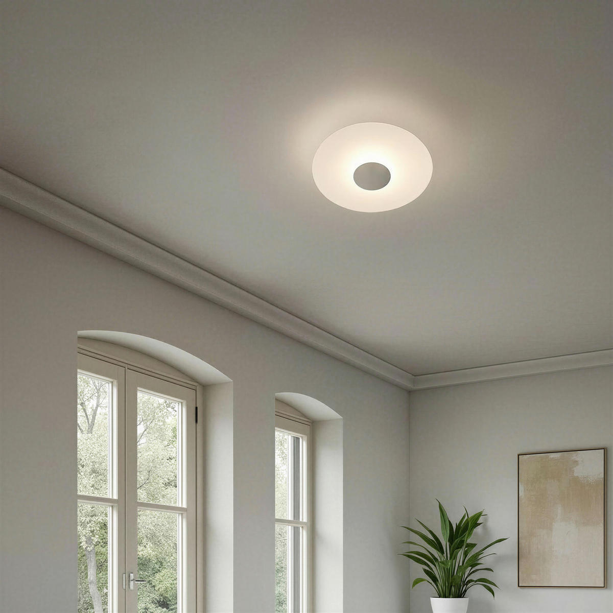 LED-DECKENLEUCHTE Chio  Smart 44/6,5 cm   - Alufarben/Weiß, Basics, Metall (44/6,5cm) - BOPP