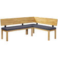 ECKBANK 248/171 cm Webstoff Blau, Eichefarben Eiche vollmassiv   - Blau/Eichefarben, KONVENTIONELL, Holz/Textil (248/171cm) - Linea Natura