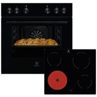 HERDSET ELXH1K1  - Edelstahlfarben/Schwarz, Basics, Glas/Metall (59,4/59,0/56,0cm) - Electrolux