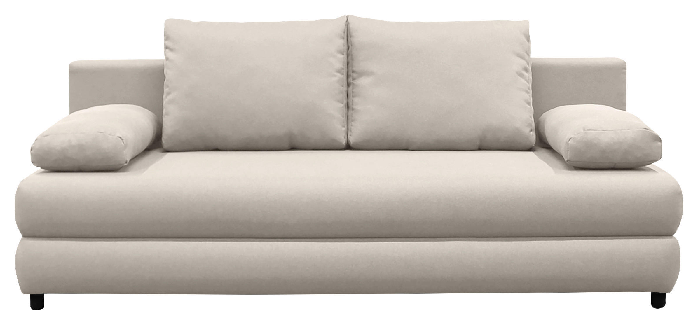 SCHLAFSOFA Webstoff Beige  inkl. Rückenkissen, Armlehnenkissen, Bettkasten, Schlaffunktion  - Beige/Schwarz, Design, Kunststoff/Textil (200/88/87cm) - P & B