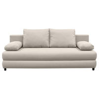 SCHLAFSOFA Webstoff Beige Querschläfer  inkl. Rückenkissen, Armlehnenkissen, Bettkasten, Schlaffunktion  - Beige/Schwarz, Design, Kunststoff/Textil (200/88/87cm) - P & B
