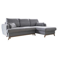 ECKSOFA in Chenille Hellgrau  - Hellgrau/Naturfarben, Holz/Textil (235/157cm) - MID.YOU